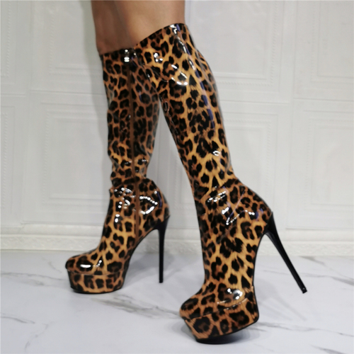 platform leopard print boots