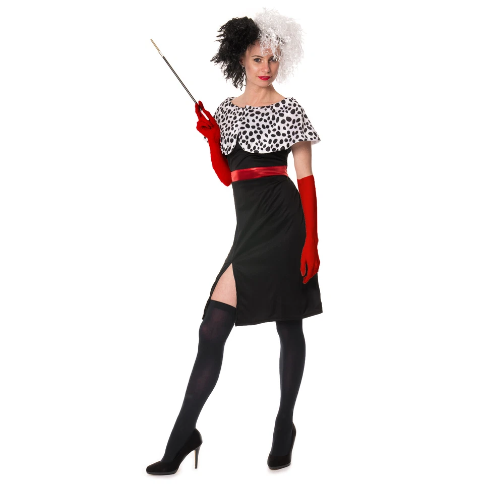  Evil Madame Cruella 101 Dalmatians Ladies World Book Day Fancy Dress Costume - Image 2 of 4