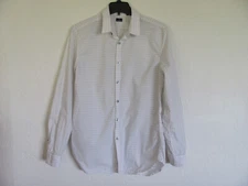 Paul Smith Button Front Shirt-White & Gray Dashes & Circles- Men's L Fit a Med