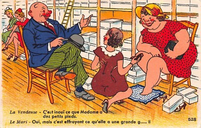 CPA HUMOUR Vendeuse c est inouï ce que Madame a des petits pieds