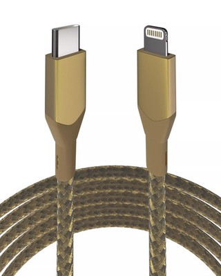 AmpSentrix Lightning-USB-C Ladekabel Non-MFI 1m Gold Gold