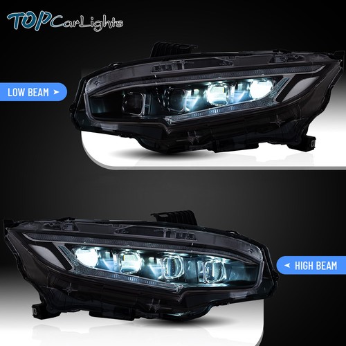2XFull LED Headlights For 2016-2021 Honda Civic Demon Eye Projector Front Lamps - Picture 5 of 16