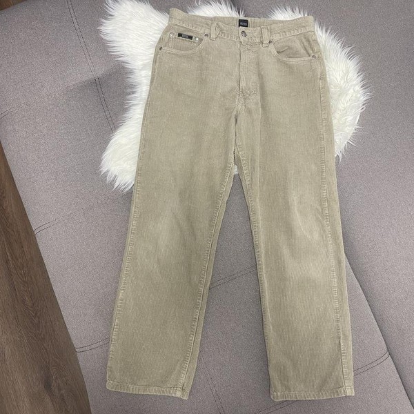 Men Hugo Boss Trousers Khaki Cotton 32 / M / 46
