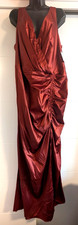 Davids Bridal DB Studio Maxi Dress V Neck Sleeveless Side Slit Cinnamon Sz 24
