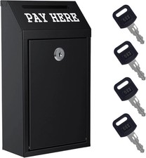 Locking Cash Box with Slot, Metal Money Donation Box with Lock and 4 Keys Wall M