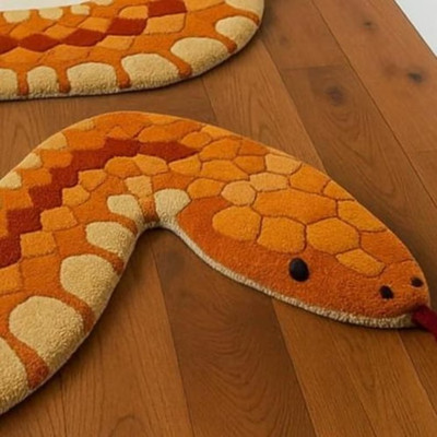 Handmade Tufted Wool Snake Rug | Modern Boho Floor Runner