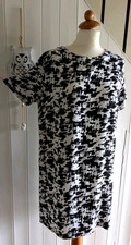 SIZE 12 BLACK & WHITE BACK BUTTON DETAIL T - SHIRT DRESS by WOMEN ONLY