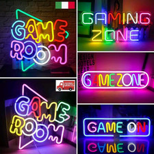 Insegna Luminosa Neon LED USB Scritta Decorazione GAMING SALA GIOCHI Idea Regalo