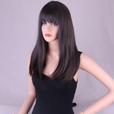 Long Straight Hair Wigs with Bangs Black Women Full Wigs Highlights Brown Hair