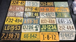 Lot of 41 1953-54 General Mills Wheaties Bicycle State Metal License Plates