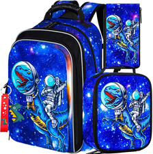 3PCS Cat Uni Dinosaur Backpack for Girls and Boys, 16" Kids Bookbag and Lunch Bo