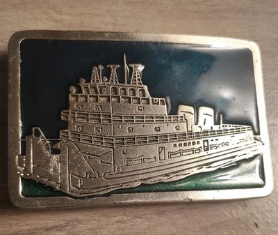 Ferry Boat Ferries Ferryboat Steam Riverboat Cruise Ship 70s Vintage Belt Buckle