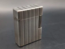 Vintage S.T. Dupont Line 1 Small Lighter – Silver Tone – Classic Pattern – Work