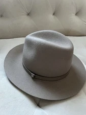 RAG & BONE Womens Wool Felt Floppy Brim Fedora Hat Warm Grey (MSRP $250) Size S