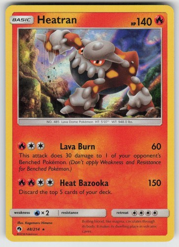 Holo Heatran 48/214 Rare Lost Thunder Near Mint