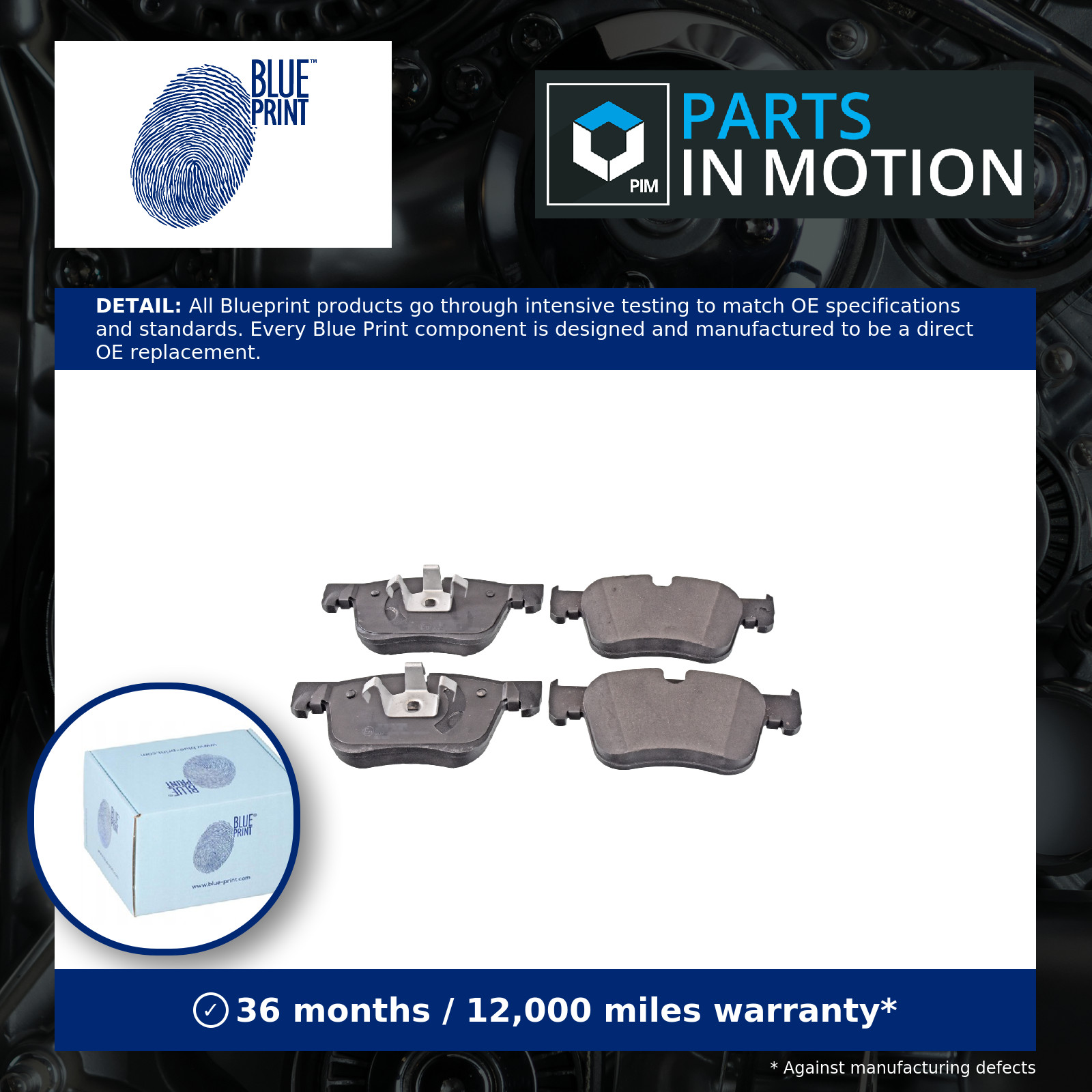 Front Brake Pads C4 Picasso Set Kit Fits Citroen Blue Print ADP154212 - Image 2