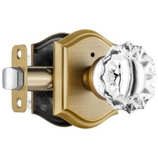 Glass Door Knobs Interior, Vintage Style Privacy Crystal Door Knobs with Lock...