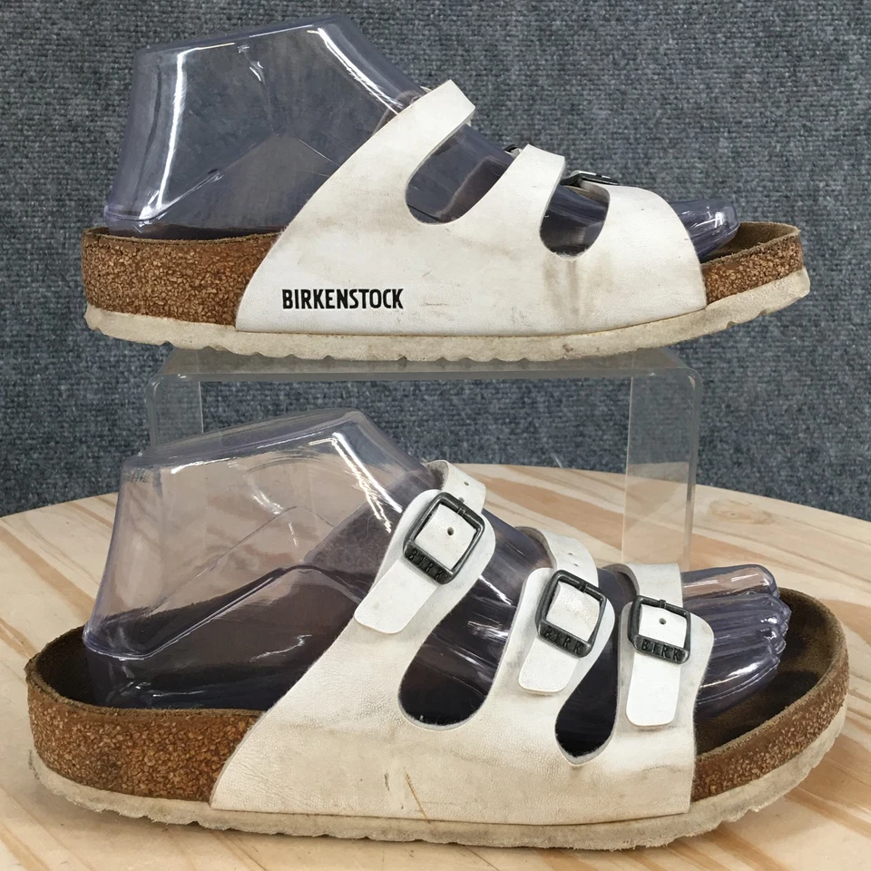 Birkenstock Sandals 37 Florida Slide White Slip On Buckle Strap Open Toe Comfort - Image 2 of 4