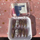 PAIE Long 3D Flower Stiletto Press-On Nails Set Acrylic Mauve Gold White — photo 2