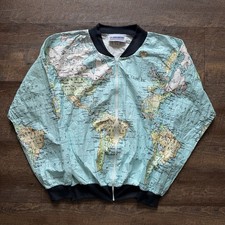 Vintage 1990s Mens Large TY-Breakers Atlas Map PC Globe Inc Kurt Cobain Jacket