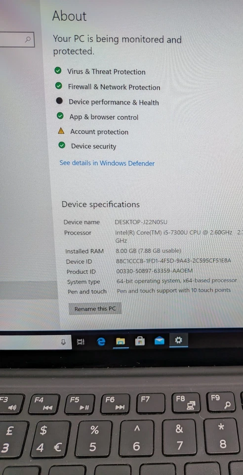 Dell Latitude 5285 2-in-1 Core i5-7300U 2.60GHz 8GB Ram 256GB SSD Tablet Laptop - Image 3 of 4