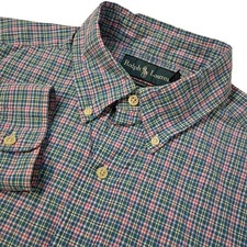 Polo Ralph Lauren Button Down Shirt Mens Large Classic Fit Blue Pink Plaid Pony