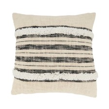 SARO LIFESTYLE Stripe Serenity Tufted Down Filled Throw Pillow, Natural, 18"