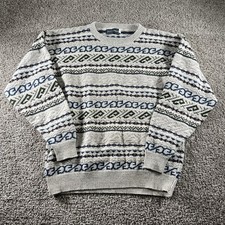 Vintage 3D Chunky Knit Sweater Mens Large 90s Grandpa Core Preppy Classic