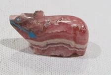 Clayton Panteah & Abby Quam rhodochrosite small Zuni bear fetish turquoise arrow