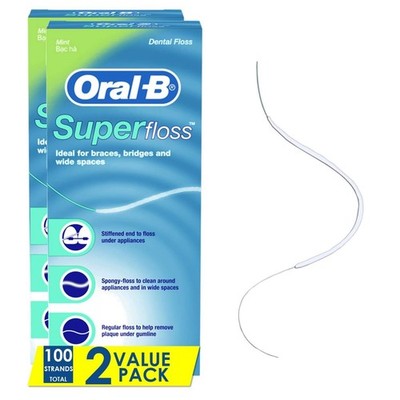 Oral-B Dental Floss for Braces, Super Pre-Cut 50 Count (Pack of 2) 