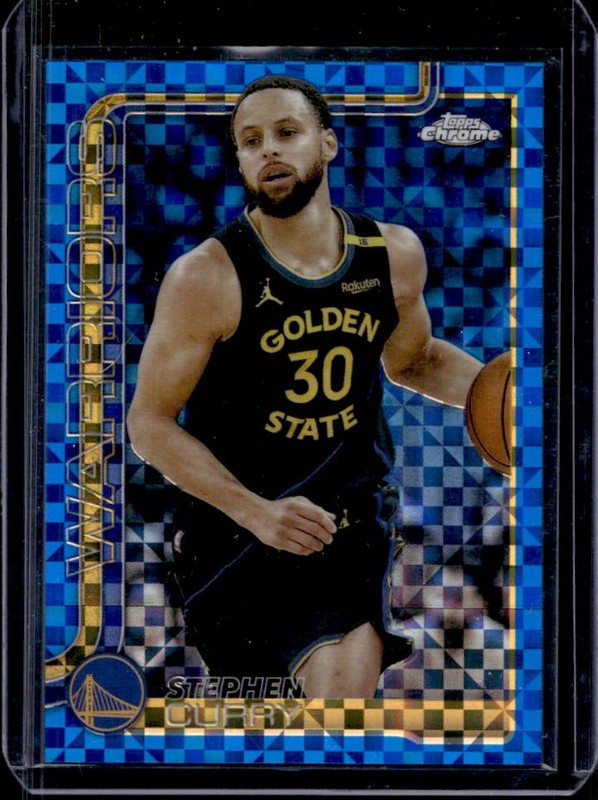 2025-26 Topps Chrome Stephen Curry Blue X-Fractor #201 Warriors