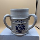 Vintage Williamsburg Pottery Salt Glazed Cobalt Floral 3 Handled Stein Mug — photo 3