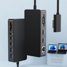 for New MS Surface Dock Triple Display with Power Supply,12 in 1 Surface Pro ...