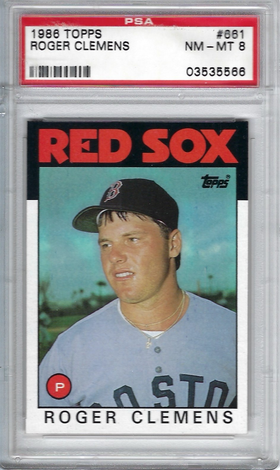 1986 Topps - ROGER CLEMENS - 2nd Year Card #661 - BOSTON RED SOX PSA 8