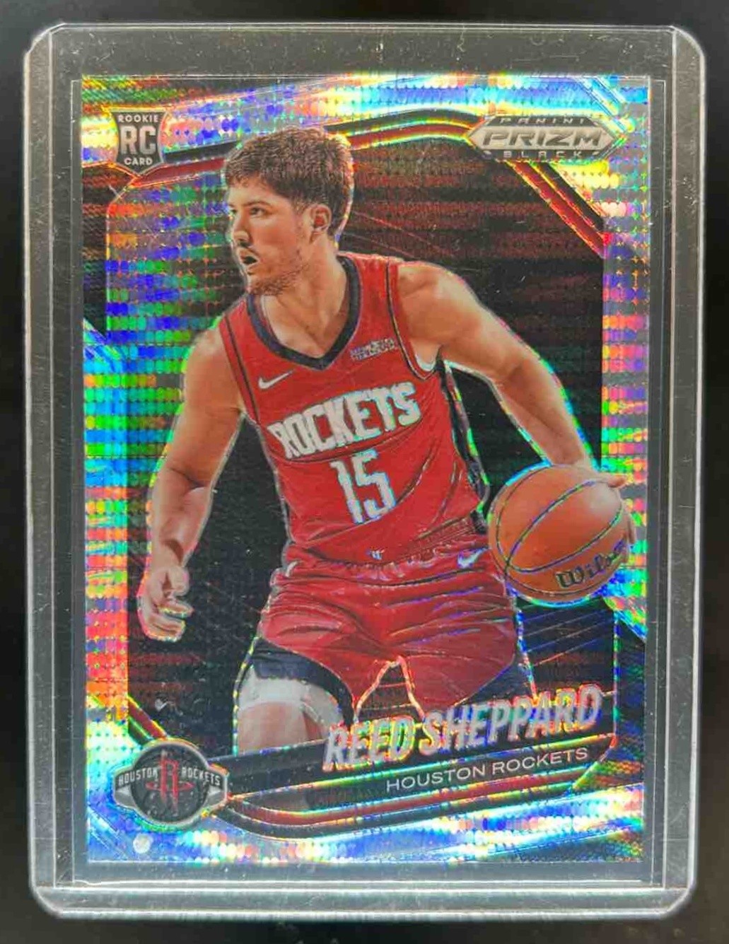 2024-25 Prizm Black Reed Sheppard RC Pulsar Prizms #145 Rockets