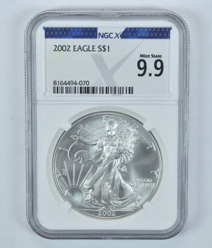 2002 American Silver Eagle Mint State 9.9 NGC X NGCX
