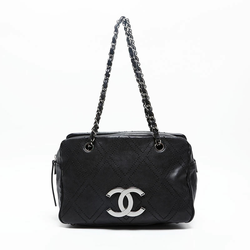 Chanel 2006-2008 Black Wild Stitch Leather Shoulder Bag W-Fi