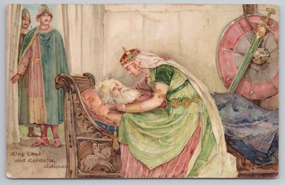 Vintage Postkarte König Lear und Cordelia Shakespeare Ernest Nister Serie 18