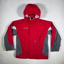 Columbia Bugaboo Jacket Youth 10 12 Red Gray Waterproof Hooded