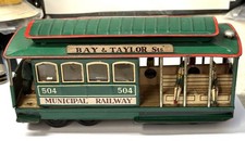 Vintage Tin Friction MUNICIPAL RAILWAY 504 Bay Taylor Trolley Nice