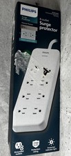 Philips 8-Outlet Surge 8' braided cord 2160J Adapter-Spaced - White