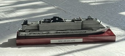MSC Seascape Pewter Metal Ship Display Piece Model Display on 11'' Wood Base