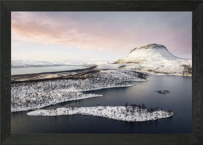 Erster Schnee am See Tsahkal Gerahmtes Wandbild Poster Leinwanddruck Bild