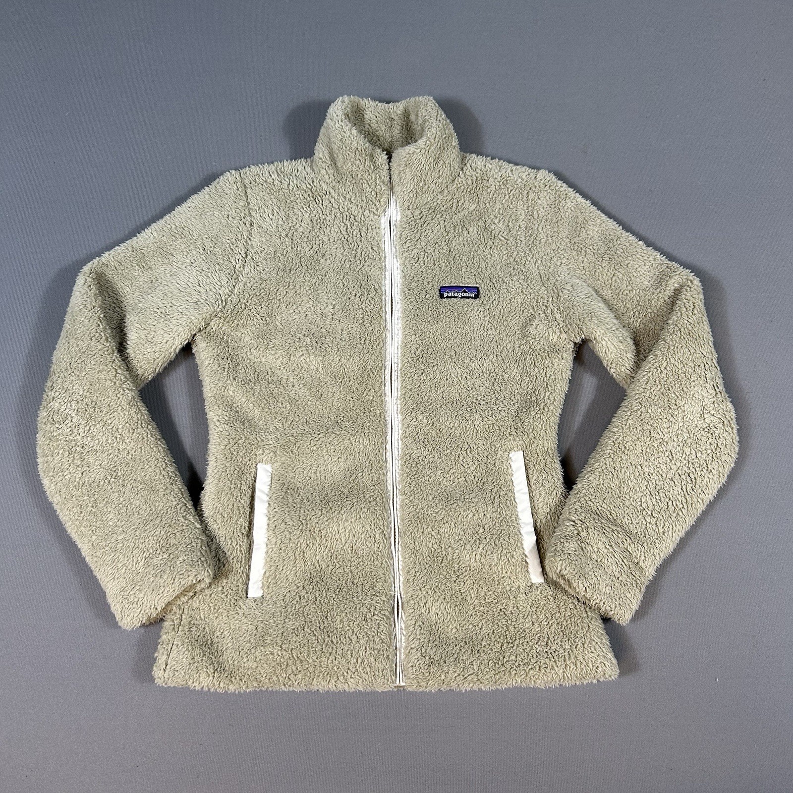 Patagonia Los Gatos Fleece Jacket Womens Small Beige Polyester Full Zip Pockets