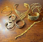 Gold Tone Costume Jewelry Lot Necklace Bracelet Earrings Vintage  Lot of 8