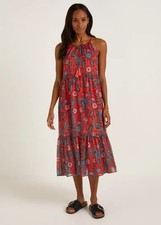 BNWT Red Floral Chiffon Midi Dress Matalan size 14  summer holiday