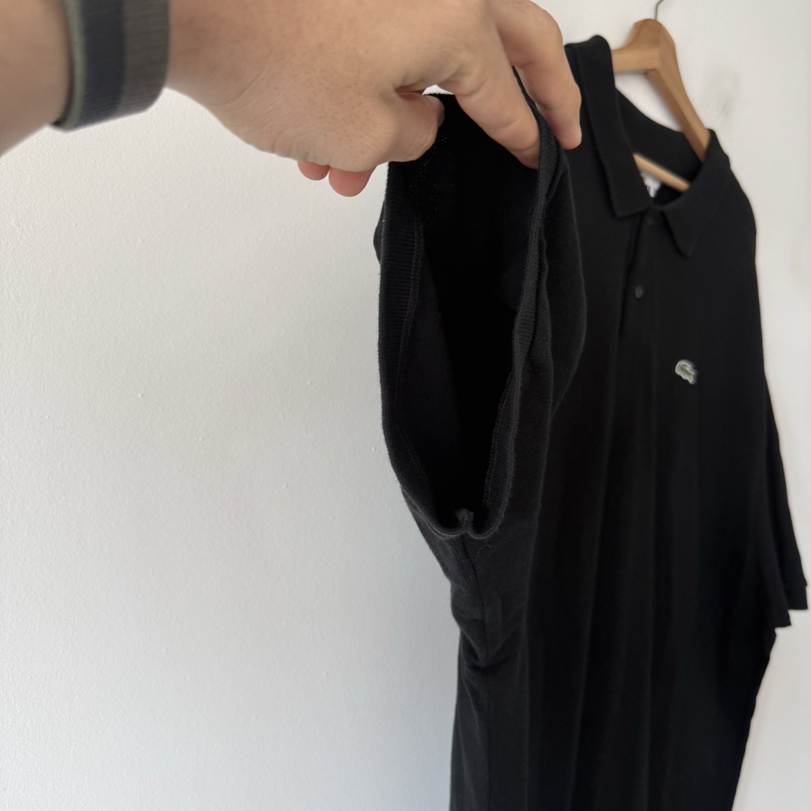 Lacoste Polo Shirt Mens Size 11L 2XLT Cotton Regular Fit Black Short Sleeve READ thumbnail 4