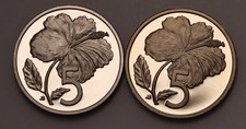 1983 & 1988  (Scarce) Cook Islands 5 Cents Proof Coins (2) KM# 3 & 33