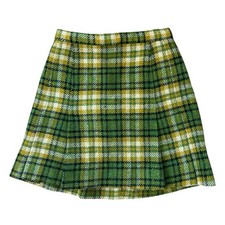 VTG 60s/70s Pleated School Girl Mini Skirt Green Plaid Retro Women s Sz XS