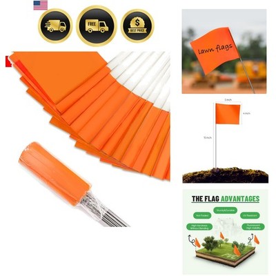 50Pack Fluorescent Orange Marking Flags, Writable/15x4x5 Inch, Yard Flags for...